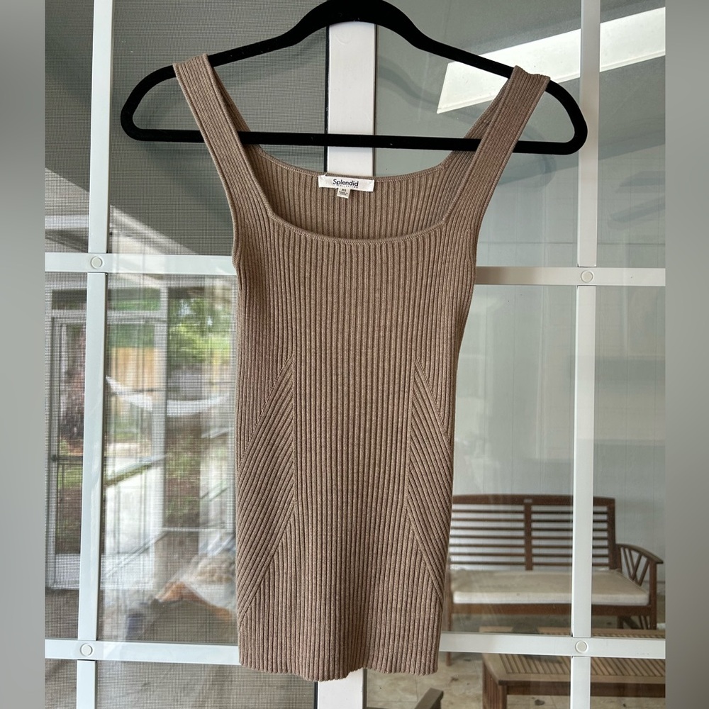 New without tags- Splendid brown textured square neck tank top